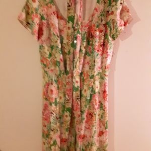 Long button up flowery dress